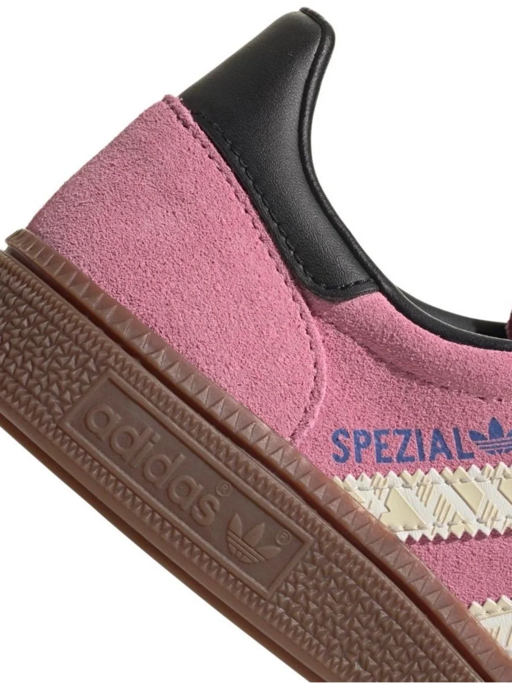 adidas Kids Pink Suede Spezial Sneakers with Cream Stripes and Brown Gum Sole